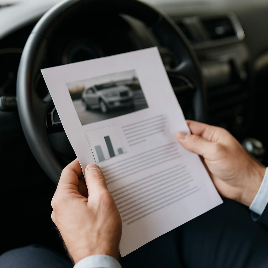 Car trader reviewing used car valuations relevant to used car prices UK 2026